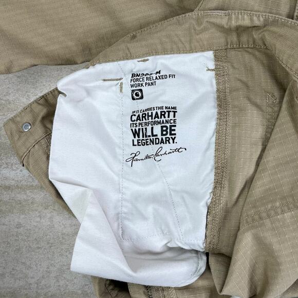 Vintage Carhartt Cargo Pants Tan Polyester Baggy Wide Leg Dungarees Painters 90s - Picture 4 of 8